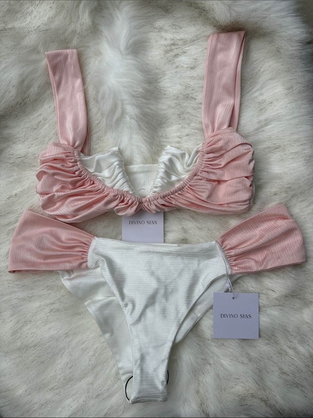 DivinoSeas Nasia top & Eclat bottoms in Pearly White Soft Pink🩰🦢NWT
